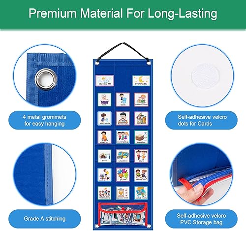 Miniatura 4 de KIKIGOAL Calendario visual para niños, 2 en 1, con 70 tarjetas, para autismo, material de aprendizaje, herramienta de comportamiento visual,