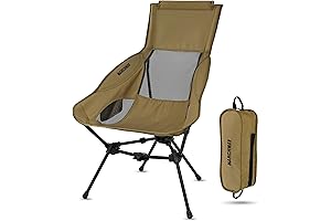 MARCHWAY Lightweight Folding High-Back Camping Chair with Head Support