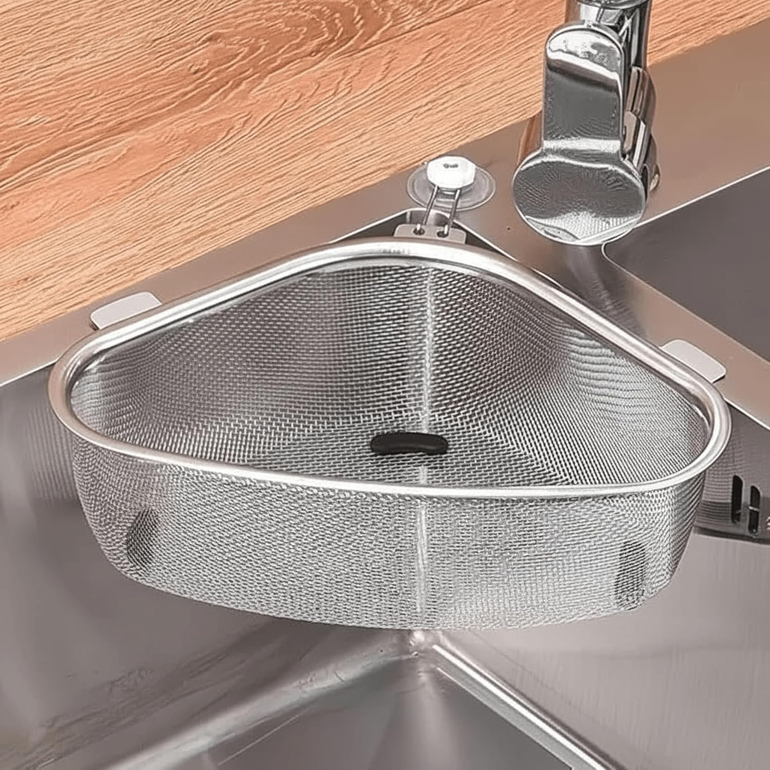 Kitchen Stainless Steel Corner Shelf Holder – Multifunctional Sink Strainer Basket – Triangle Drainer for Food, Dish, Utensils – Space Saving Sink Organizer for Kitchen-image-31