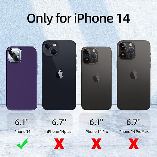 Miniatura 5 de Funda 5 en 1 para iPhone 14 de 6.1 pulgadas, con 2 protectores de pantalla + 2 protectores de lente de cámara, funda protectora delgada de silicona