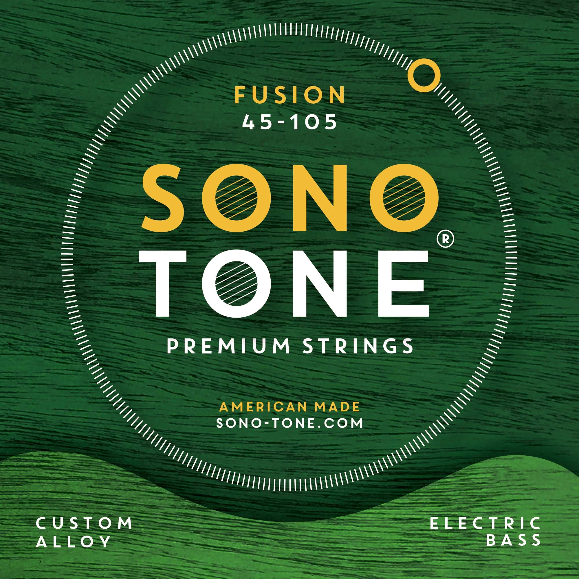 SonoToneFusion Bass Strings, 45-105, Bass Guitar Strings, Custom Alloy Blend, Hand-Wound, Hex Core, Comfortable, Strong, Long Lasting, Tarnish Resistant, Flexible, Articulate, American Made