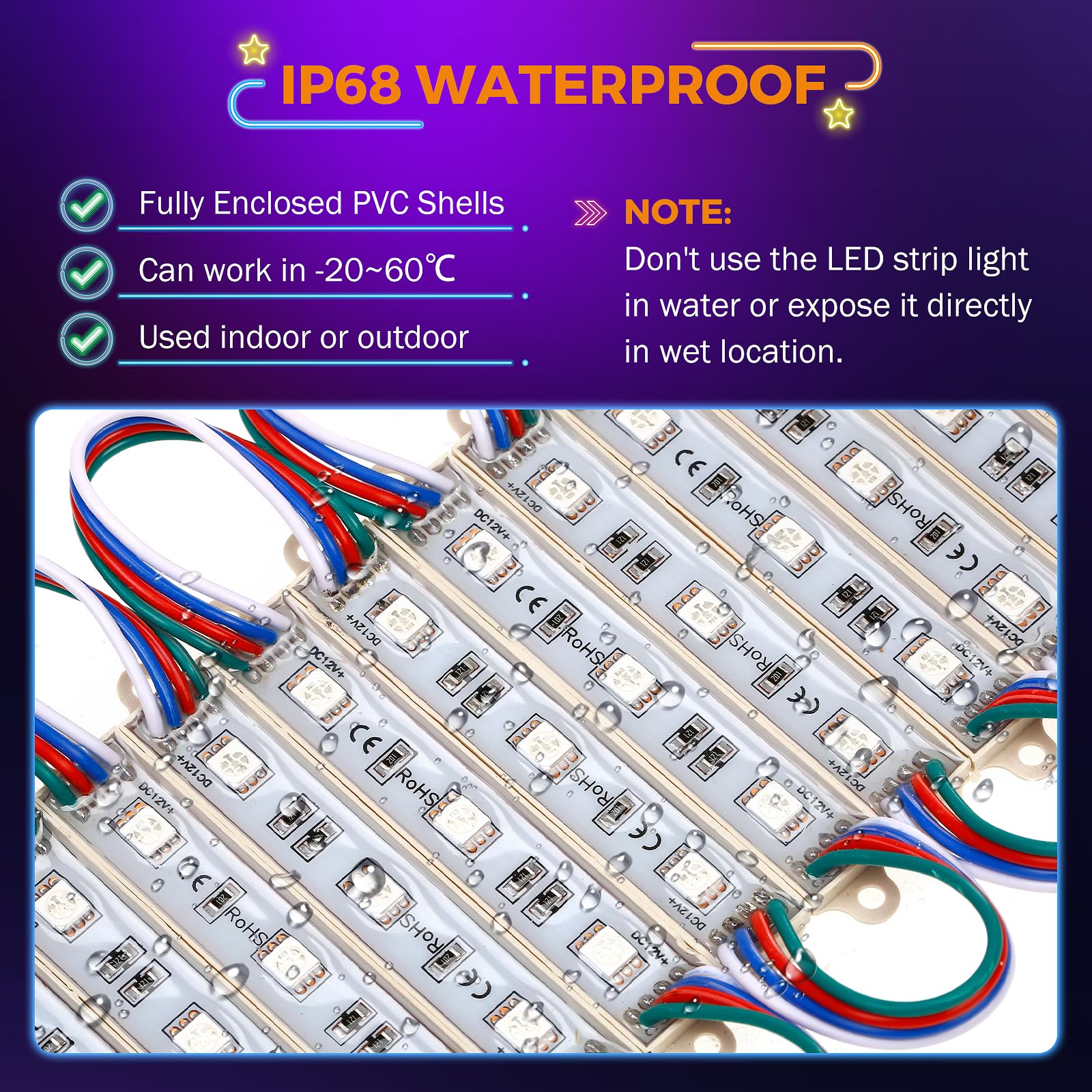 BEAMNOVA RGB Commercial Storefront Light Kit 120Ft with Bluetooth Control Box, Remote, DC 12V Power Supply Window Lights Modules Adhesive Waterproof Outdoor Strip Lights Connectors