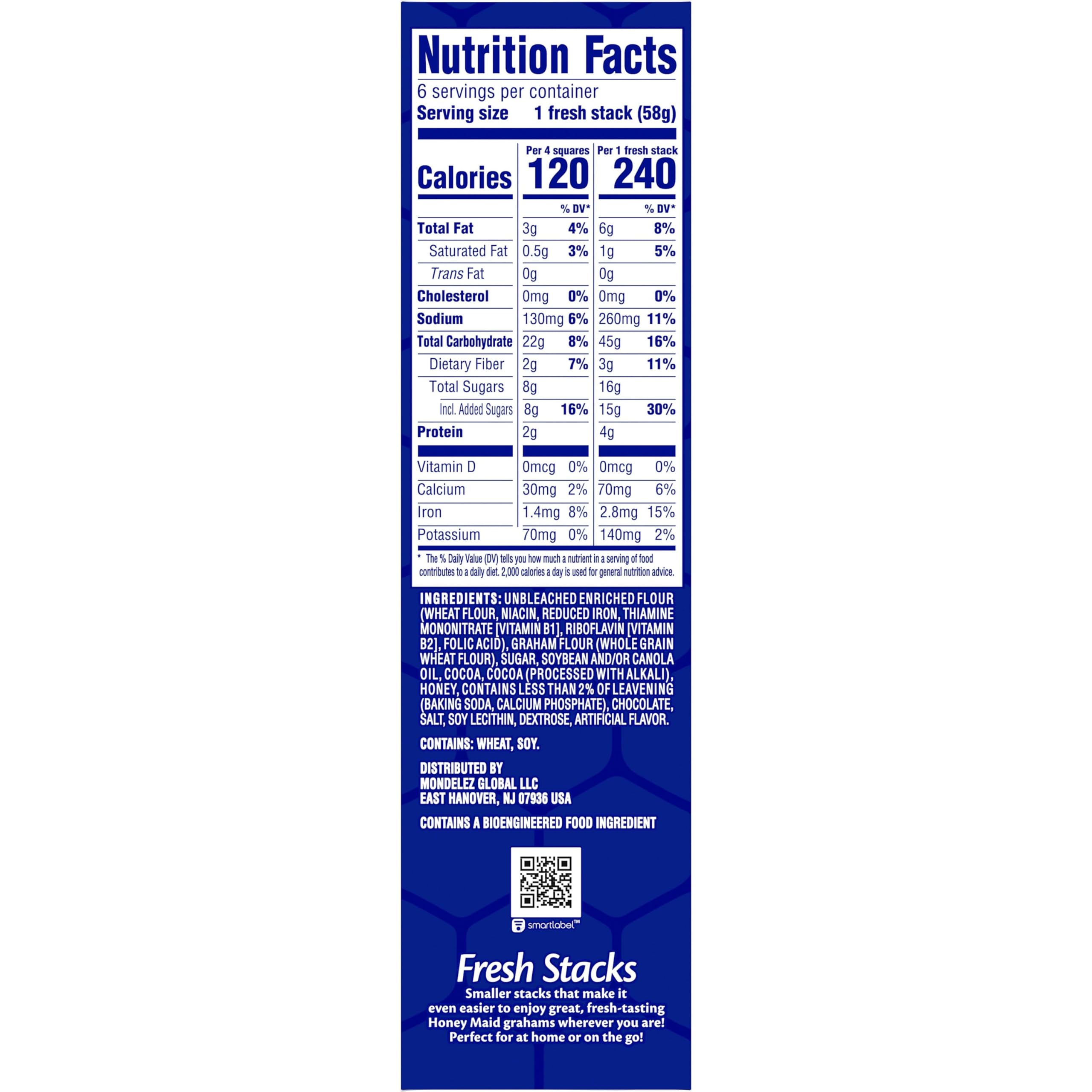 Honey Maid Chocolate Fresh Stacks Grahams, Chocolate Graham Crackers, 170-345 ml Boxen (insgesamt 36 Stapel) | Großpackung Reisesnacks, 8 g Vollkorn pro 30 g Portion, kein Maissirup mit hohem Fruchtzuckergehalt, einzeln verpackt