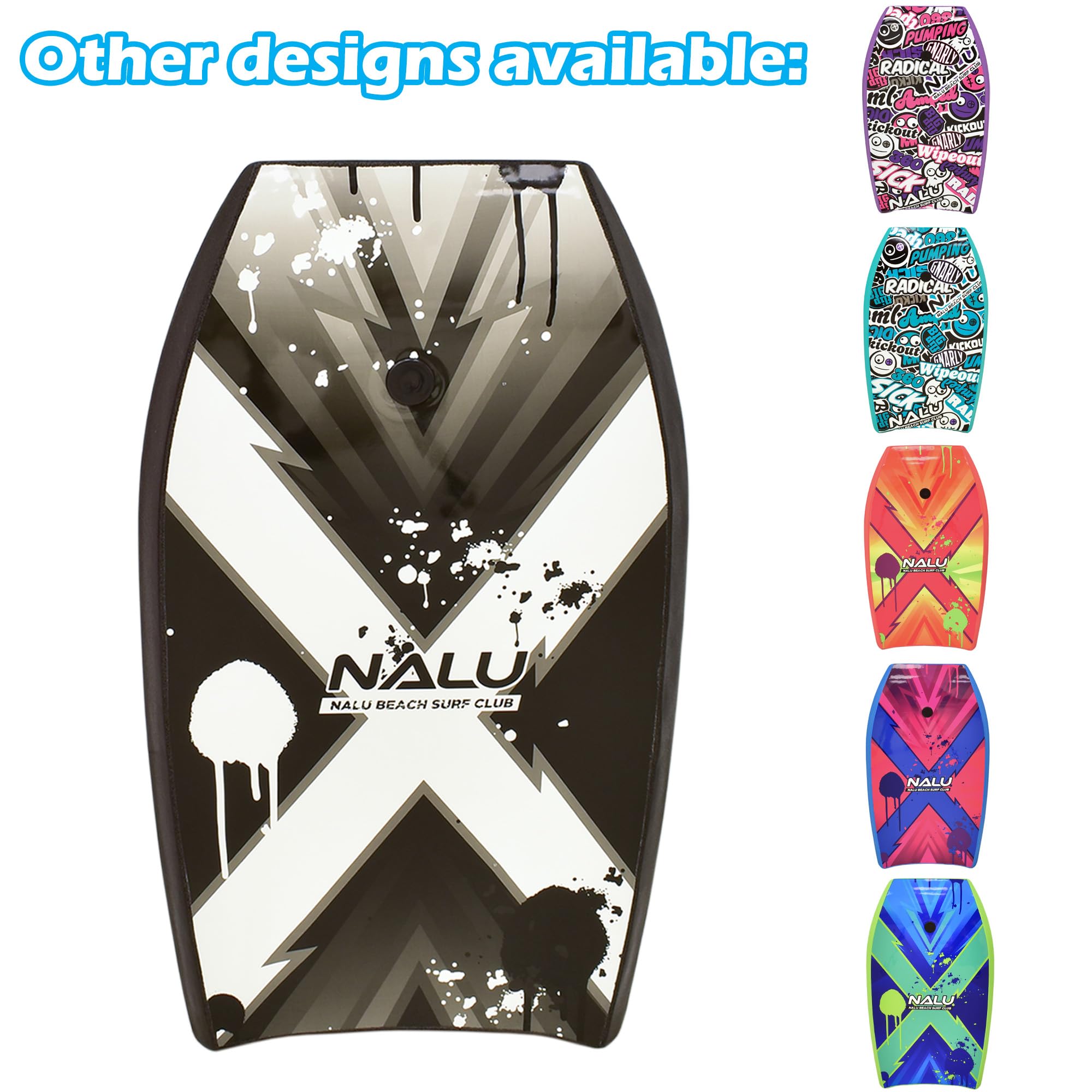 Nalu Bodyboard Cross Bodyboard en EPS avec laisse et bouchon Noir 104,1 cm