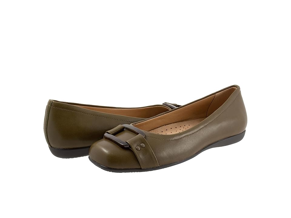 Trotters Sizzle Signature (Olive) Women's Flat Shoes INTERNATIONAL SHIPPING