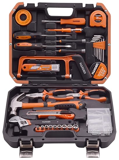Harden 511039 39 Pieces Professional Tough Material Repairing and Maintenance Tool Set Use for Home Maintenance, Car and Electrical (Orange, Black)