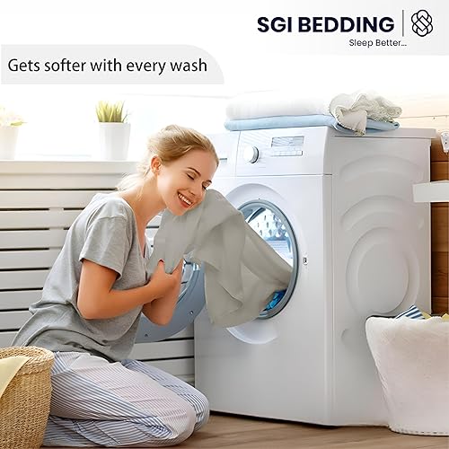 Miniatura 6 de SGI - Juego de sábanas King de algodón Supima de 1200 hilos, ultra suave, refrescante y con bolsillo profundo de 18 pulgadas, juego de ropa de cama