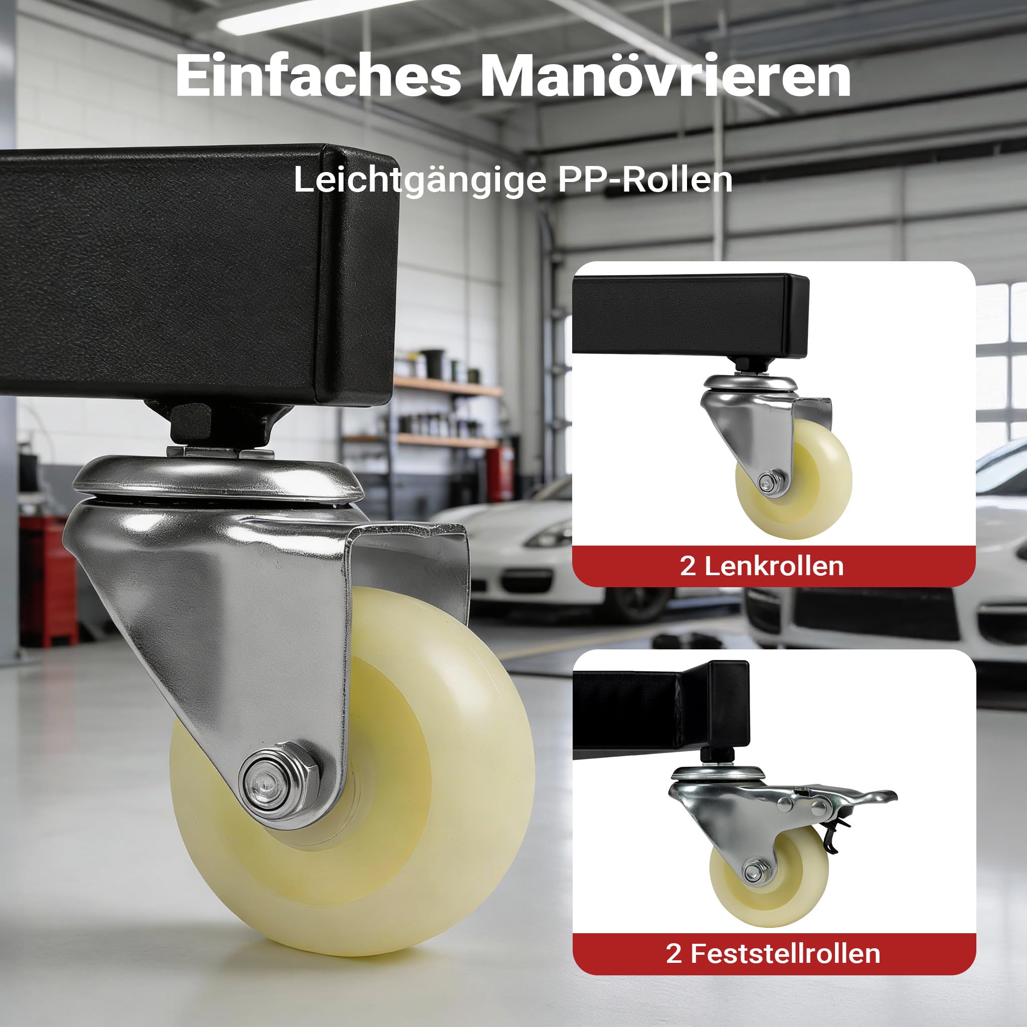 Wiltec Montagerollbrett Automotive Topside Creeper 150 kg höhenverstellbare Montagehilfe mit Leiter