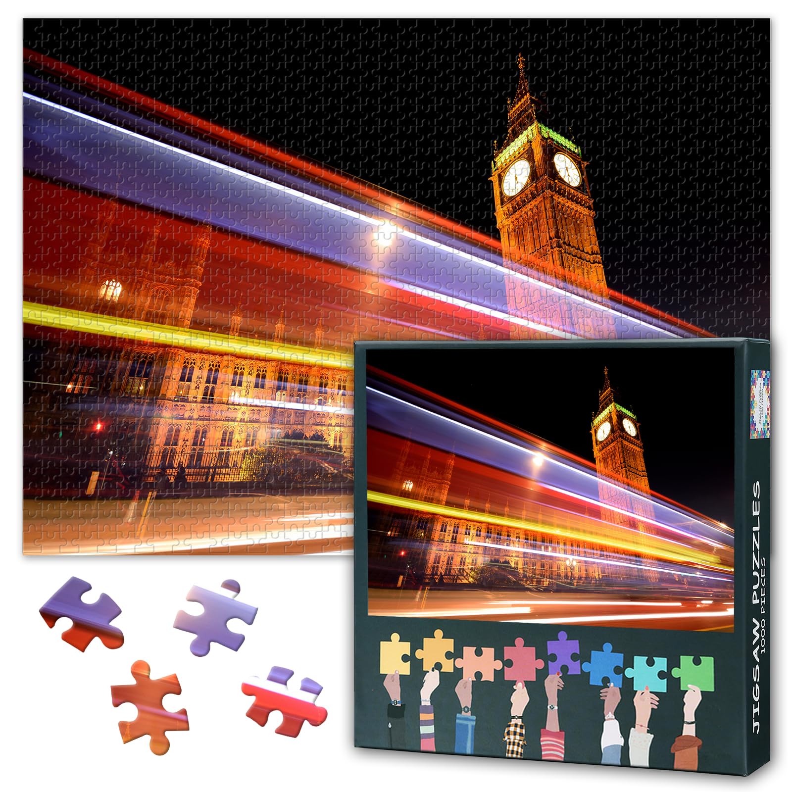 Big Ben Puzzles for Adults 1000 Pieces, British Parliament Buildin Jigsaw Puzzles, Adult Puzzle for Adults, Educational Fun Games or Toys for Elders Friends 20X27 INCH