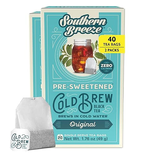 Southern Breeze Cold Brew Sweet Tea Té helado original con té negro y cero carbohidratos, cero azúcar, 20 bolsas de té envueltas individualmente