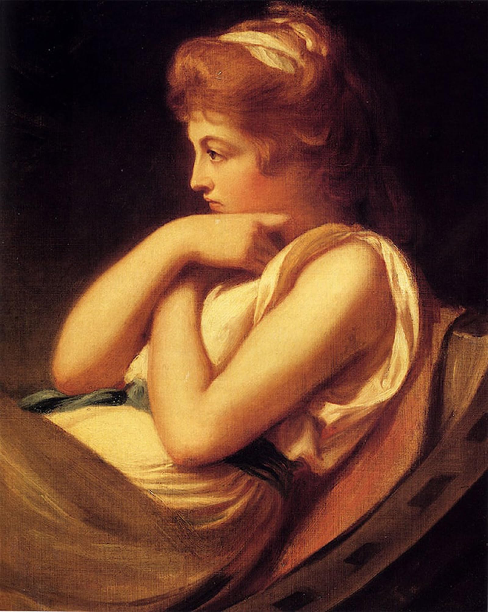 ARTXLXXBN Famous Painting Art Wall Decor Abstract Art Picture Serena in Contemplation by George Romney Animal Pictures for Home Decor 60x90cm