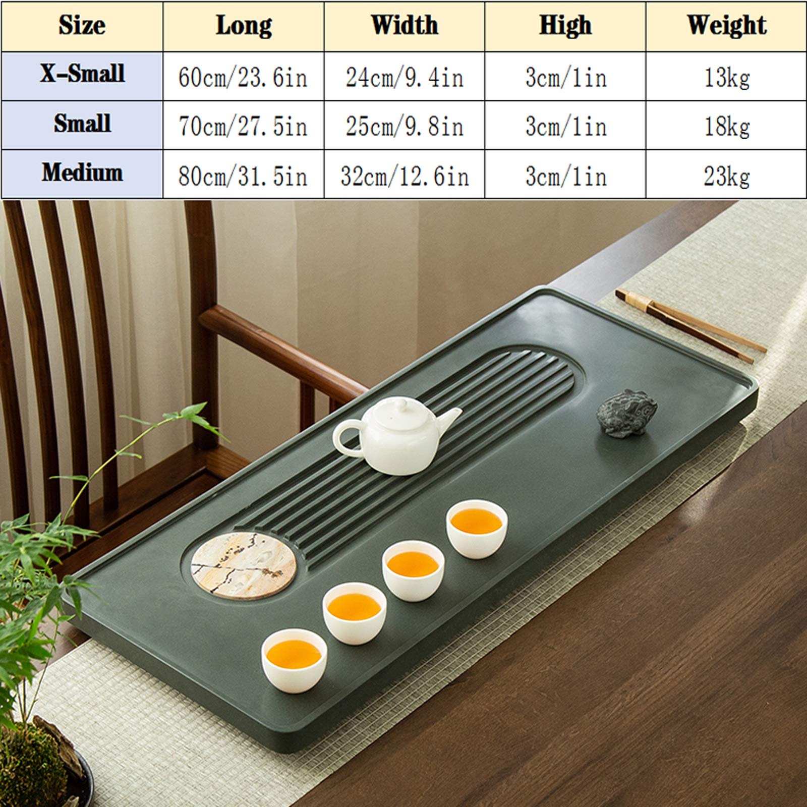 CKKNILV Tea Tray Green Jade Tea Tray Tea Table Simple Kung Fu Tea Tray Rectangular Durable Chinese Kung Fu Tea Set Tea Room Home or Office Supplies Kungfu Tea