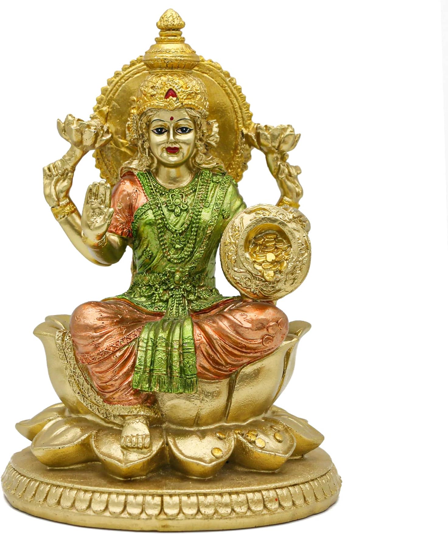 alikiki Hindu Goddess Lord Lakshmi Statue - Indian Big Laxmi Home Office Mandir Temple Puja Item Murti Prayer Diwali Pooja Altar Shine Kit Meditation Zen Yoga Room Spiritual Decor