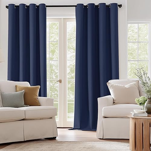 Miniatura 167 de ChrisDowa Cortinas 100% opacas de abedul liso de 96 pulgadas de largo, 2 paneles para dormitorio, sala de estar, oscurecimiento de la habitación de