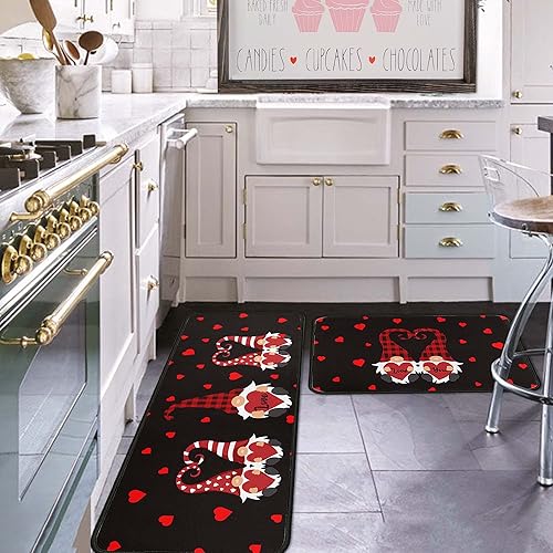 Miniatura 102 de Juego de 2 tapetes de cocina de Navidad, tapete de cocina con respaldo antideslizante, tapete de cocina decorativo lavable para decoración