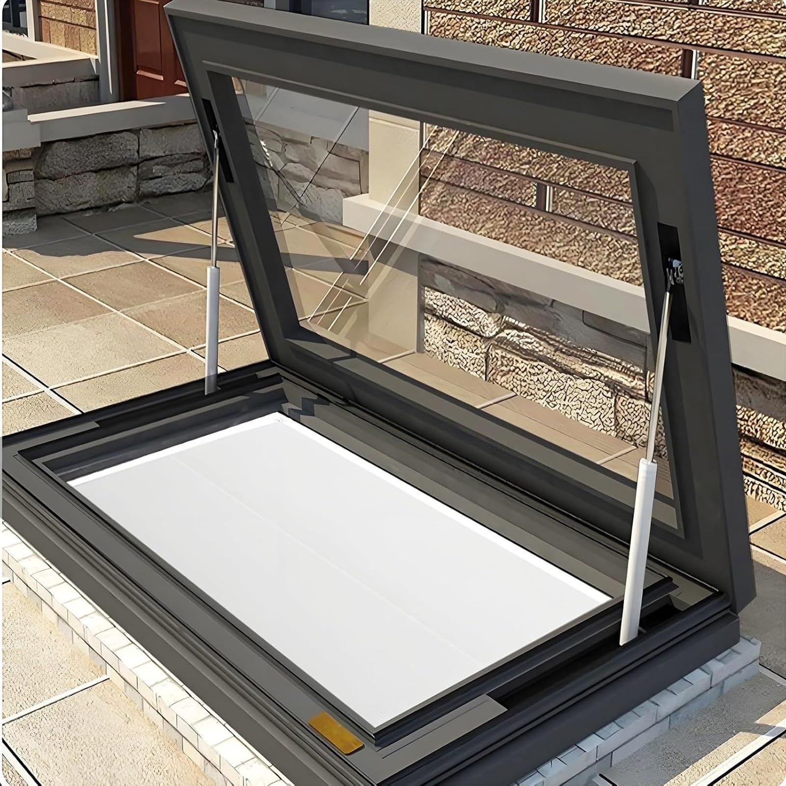 Claraboyas para Techos de Casas, Tapa de Trampilla para Áticos, Instalación Manual de Claraboyas en Techos Planos Inclinados, para Pasillos, Terrazas, Escaleras y Garajes(LxW 80x70cm/31.5x2