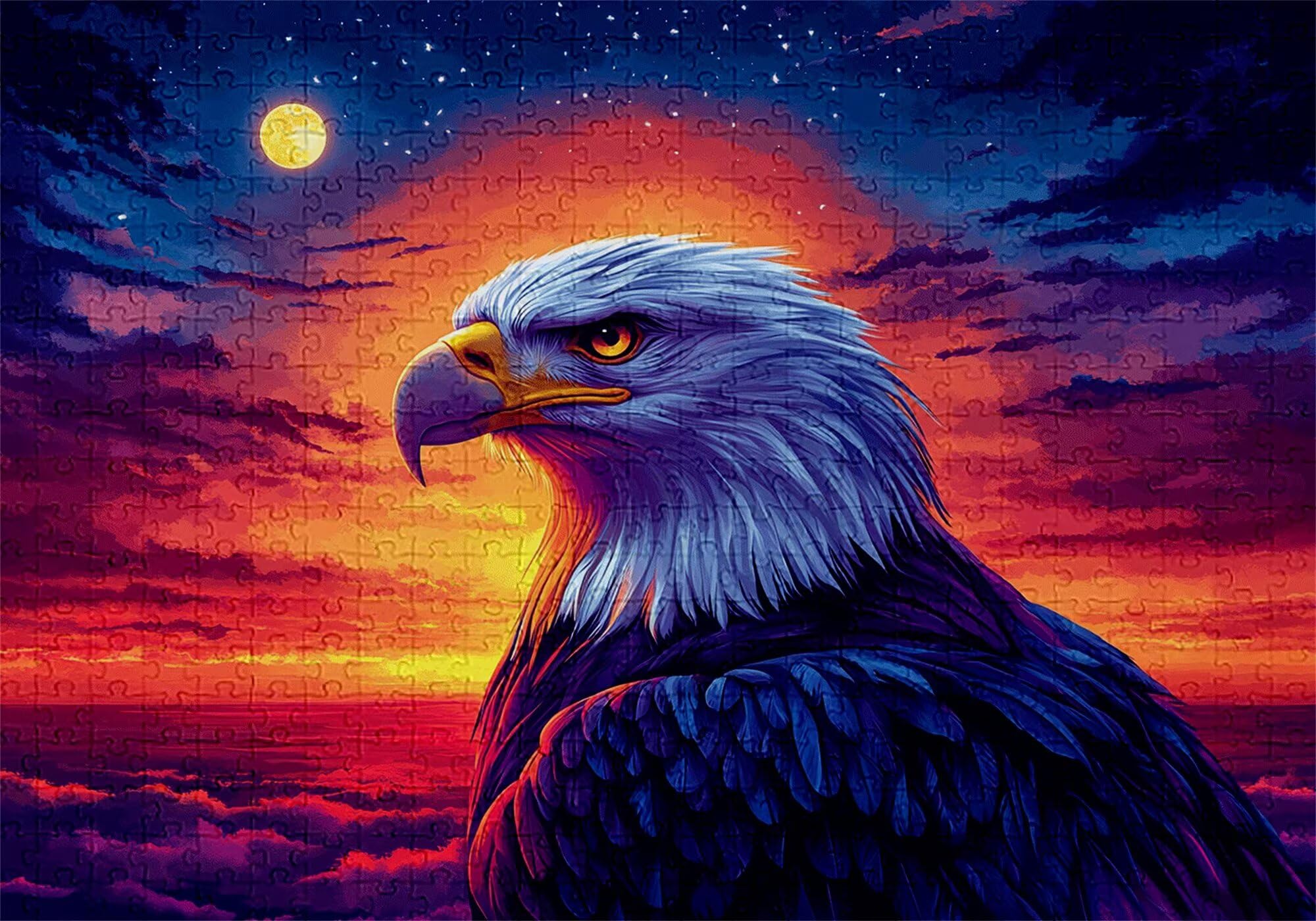 Puzzle 3000 elementów orzeł puzzle dla dorosłych księżyc 122 x 81 cm unikalne rzemiosło klasyczne 3D drewniana układanka do rodzinnych gier aktywnych, układanka do samodzielnego wykonania nawet do