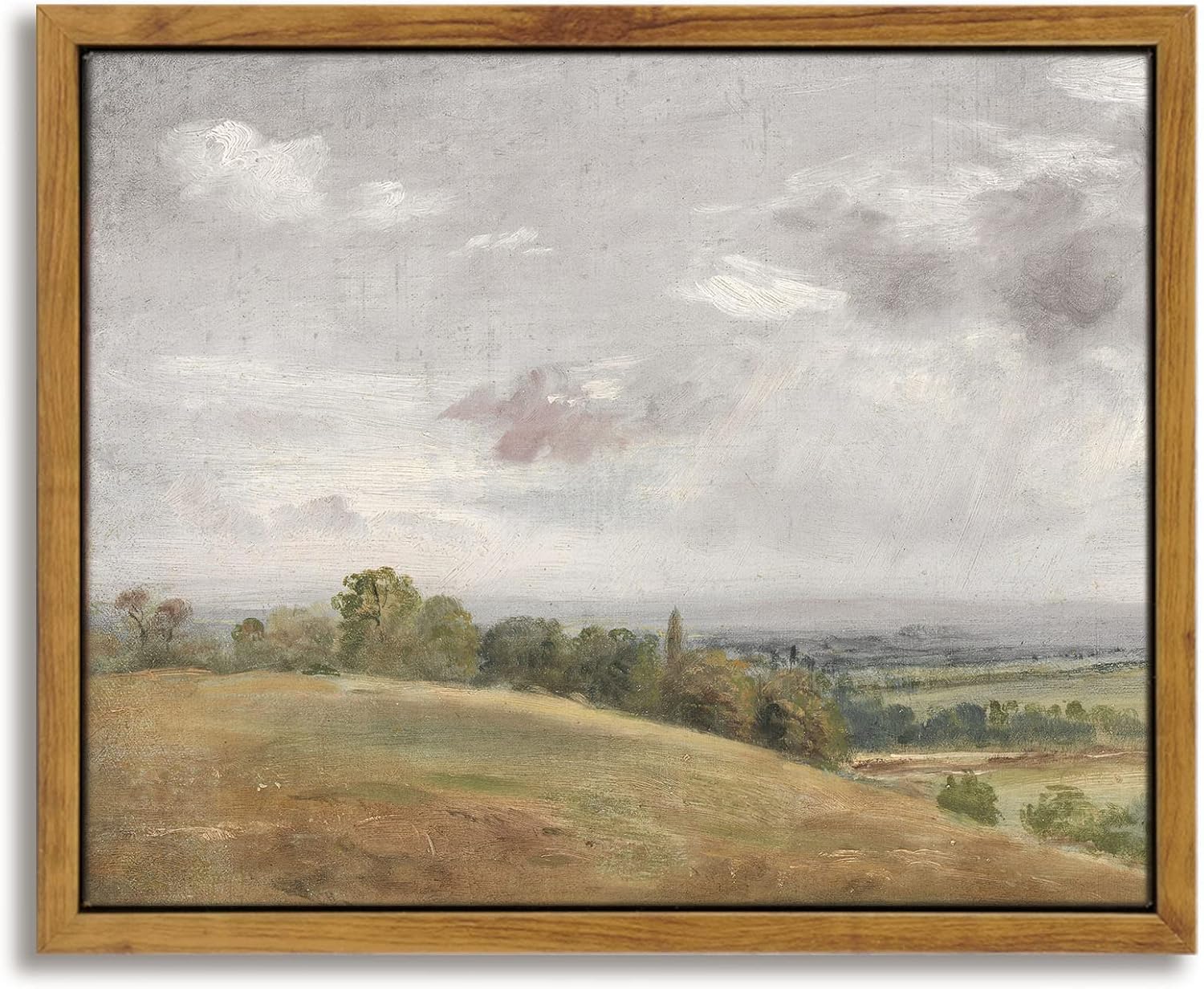 InSimSea Framed Canvas Wall Art Vintage Decor, White Clouds over Vast Grassland Classical Paintings Canvas Prints, Rustic Wall Decor for Bedroom Living Room Office, 8"x10" Landscape-Lionel 10"L x 8"W