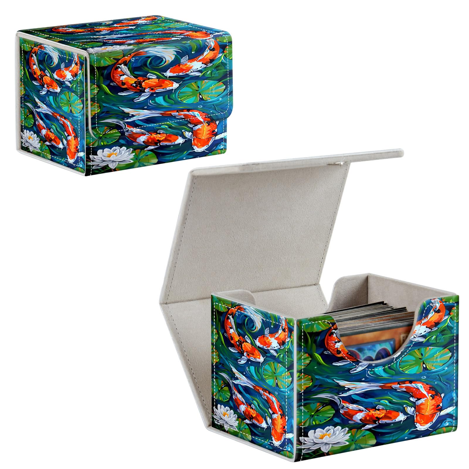 Amazon.com: GYSYSQSH Card Deck Box for MTG, PU Leather Microfiber Lining  Trading Card Storage Case Fits 100+ Sleeved Cards Strong Magnet Cover  Holder for Magic Commander TCG CCG, Cute Koi Fish :