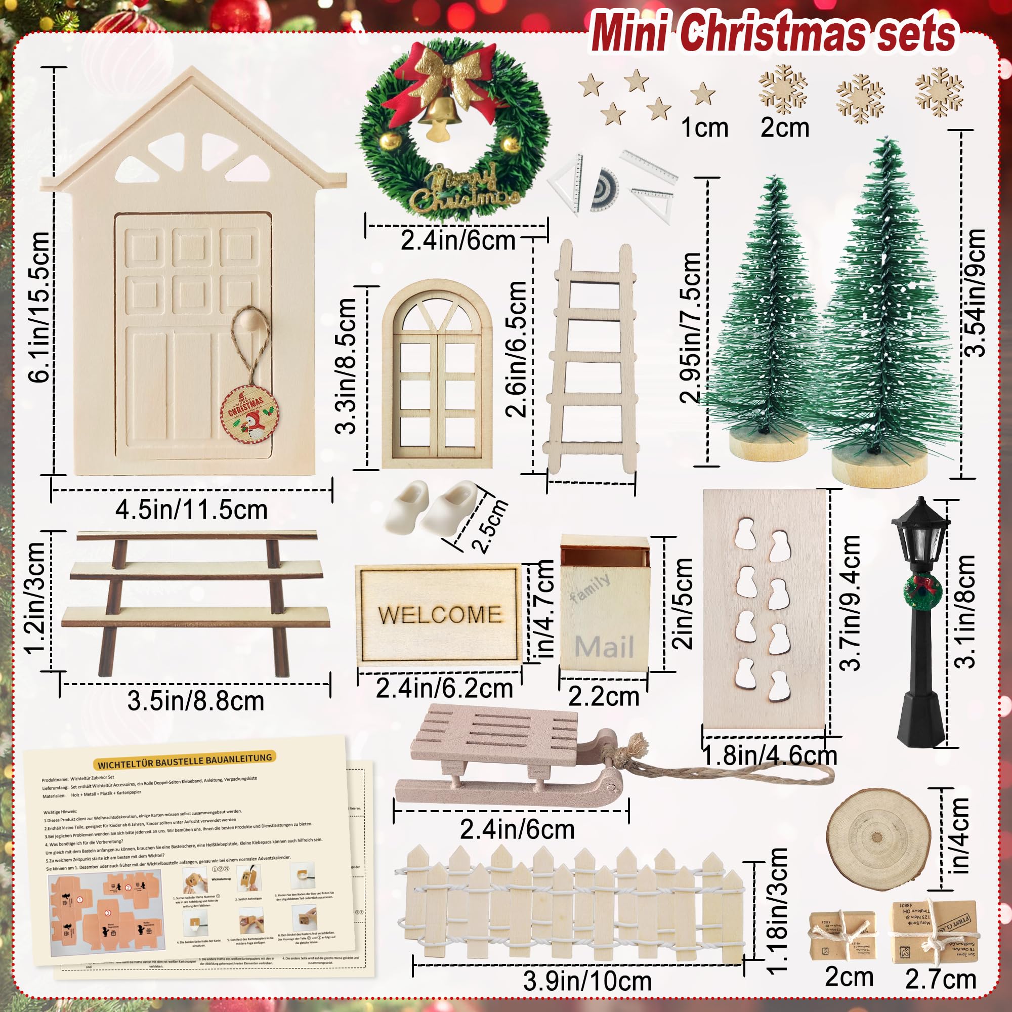 SzonMcnl Wichteltür Set Mit 44 Teilen - Magische Weihnachtsdeko Für Kinder