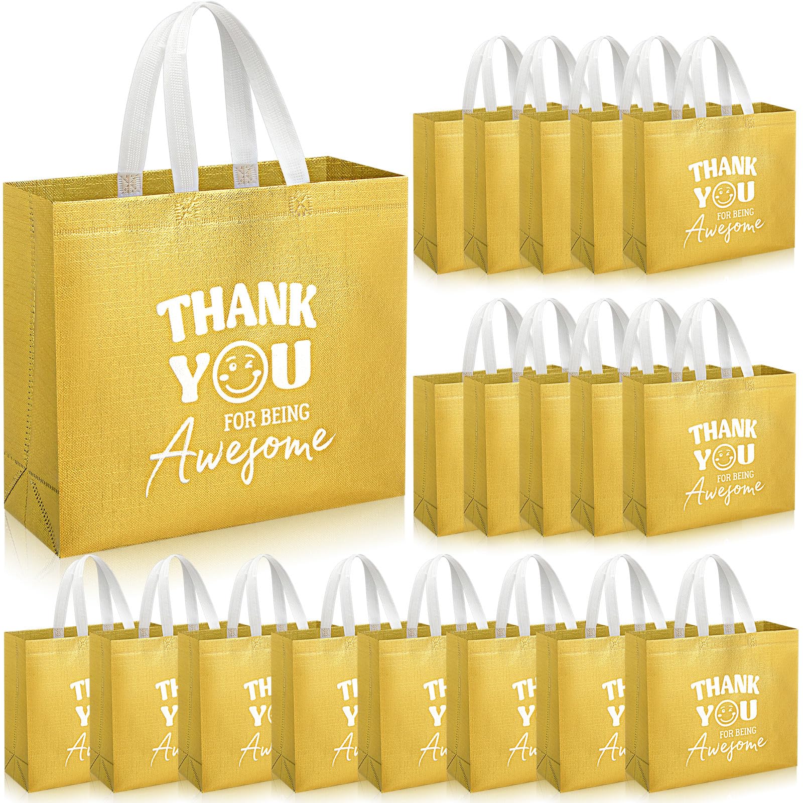 Kolldenn 24 Pcs Thank You Gift Bags Bulk Reusable Housekeeping Appreciation Week Gift Bags with Handle Employee Appreciation Party Favor for Staff