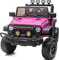 Hikiddo 24V Pink Kids Ride On Truck for Toddlers 3-5, 400W Motor, Parental Remote Control, Bluetooth Music, All-Terrain EVA Tires