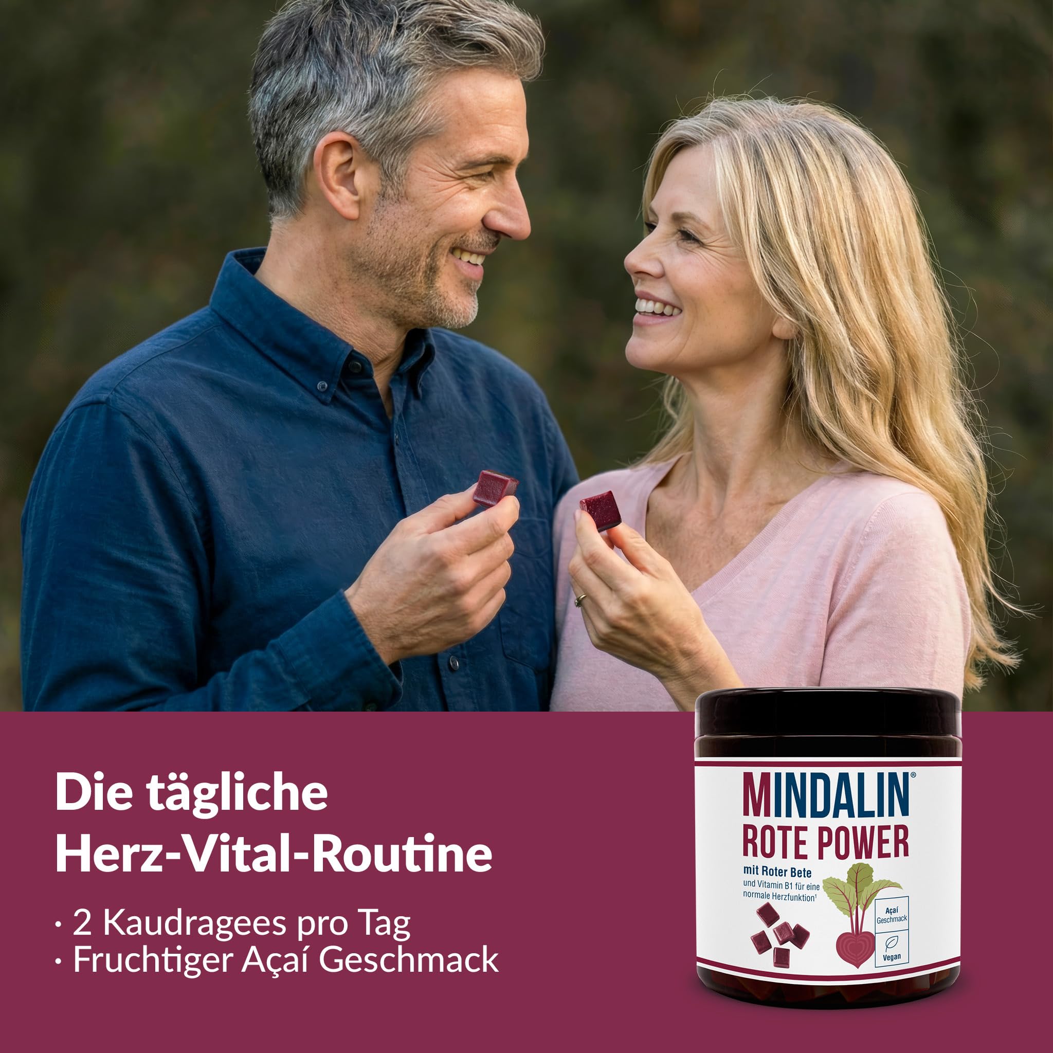 Rote Power [120 Stück] - Rote-Bete-Dragee mit Vitamin B1 für eine normale Herzfunktion*. Laborgeprüft, vegan, gluten- und laktosefrei. Mit fruchtigem Açaí-Geschmack - Made in Switzerland