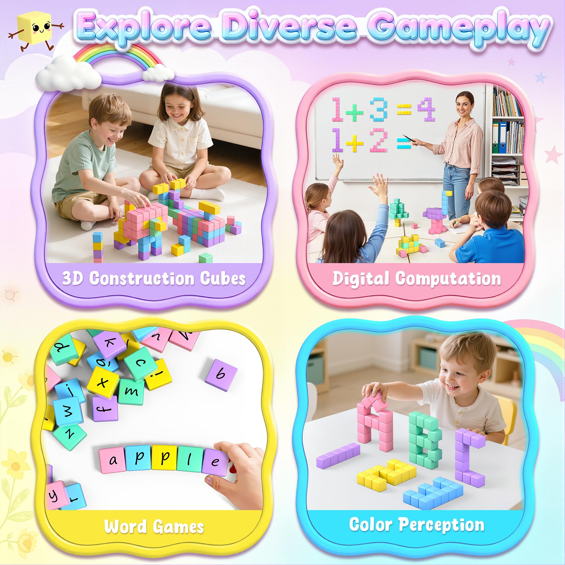 Bloques Magneticos Construccion Niños, Regalos Niñas 3 4 5 6 7 8 9 10 Años,108 Piezas Juego de Juguetes de Viaje de Bloques Magnéticos,Juguetes Niños 3 Años,Juguete Creativo Montessori