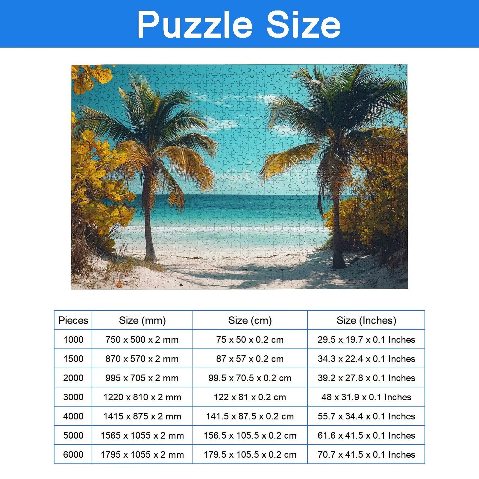 Puzzle 1000 Pezzi Spiaggia, Puzzle Tropicale 1000 Pezzi Arte per Adulti e Bambini, Misura: 75x50 cm, Puzzles Legno per Adulti con Squisita Scatola di Imballaggio, Idea Regalo Donna, Regalo Uomo, -9137