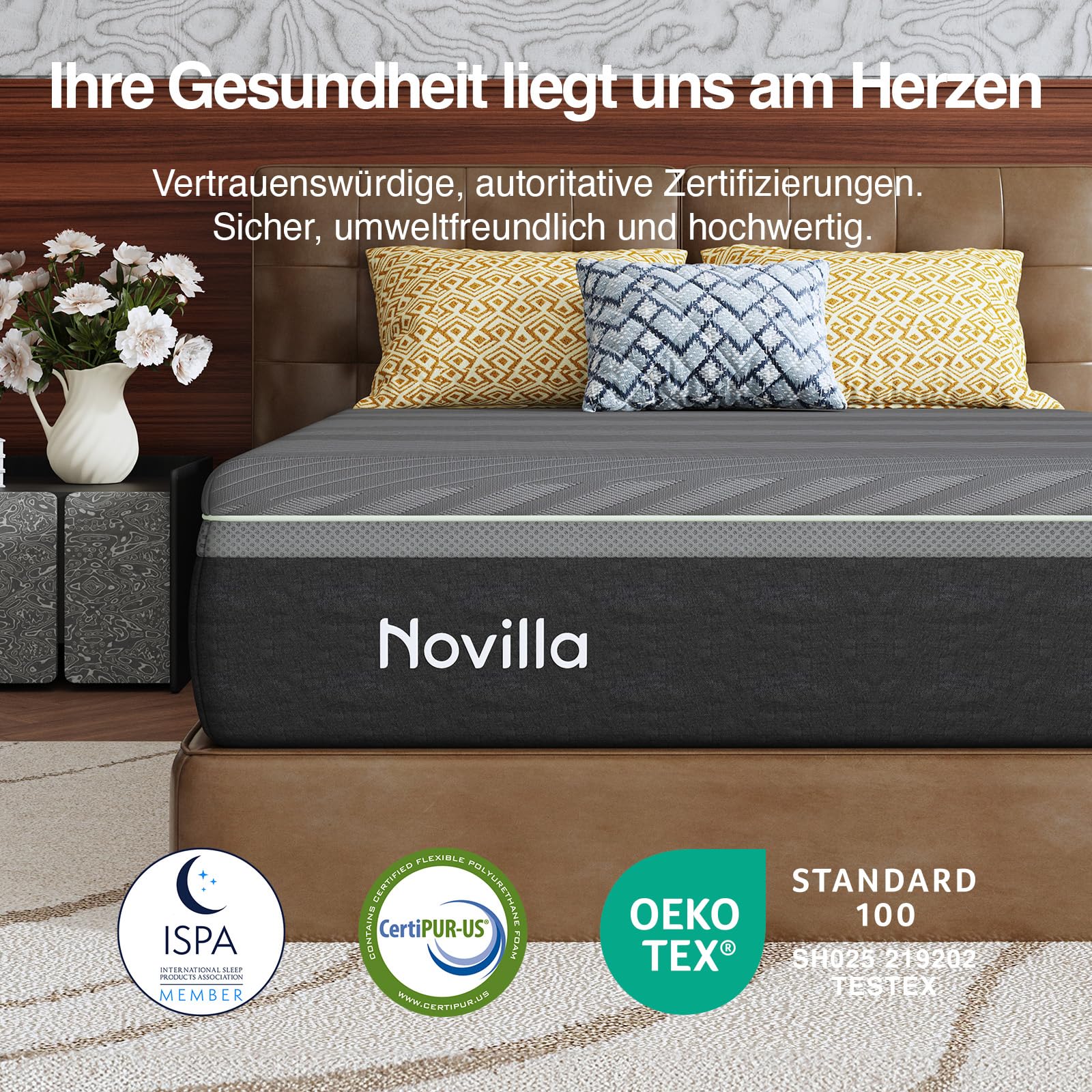 Novilla Coolmax Matratze 160x200 cm 7-Zonen Gel & Greentea Memory Schaum Kaltschaummatratze, mit Kühlender Stoff, H3 & H4 mittelfest, 30 cm Höhe, Öko-Tex Zertifiziert, Atmungsaktiver Waschbarer Bezug