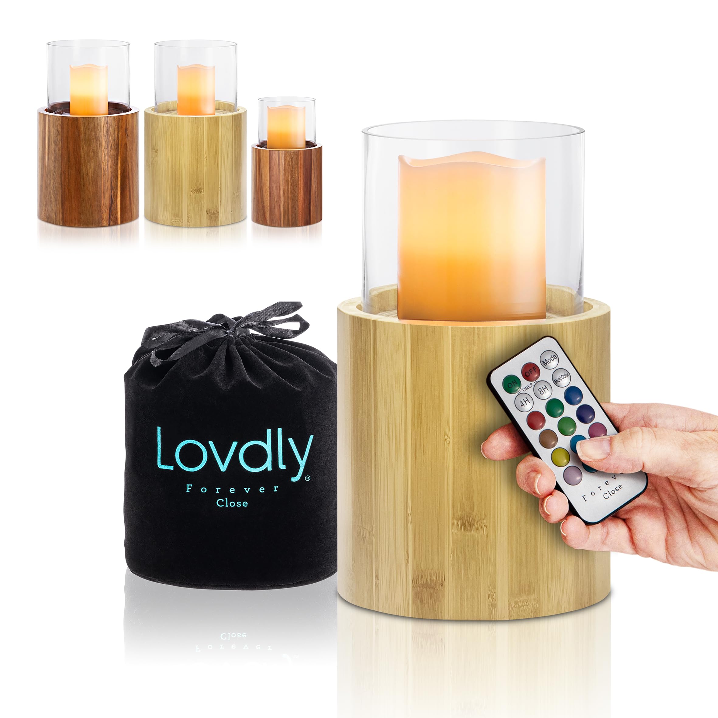 Lovdly Cremation Urn for Human Ashes | Medium-Small Keepsake Urns for Adult & Pet Ashes | Decorative Urn Made from Premium Wooden Base with Glass Top & Flameless LED…