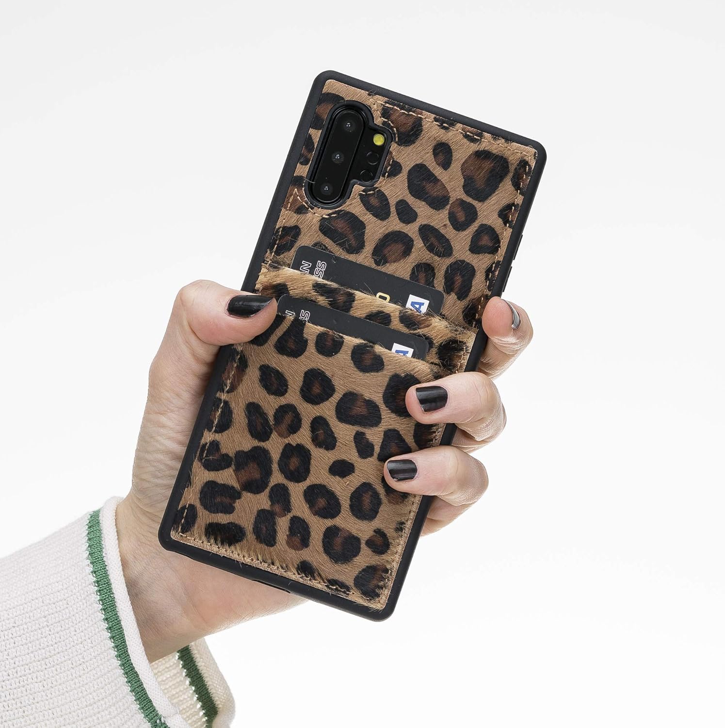 Venito Capri Leather Wallet Case Compatible with Samsung Galaxy Note 10 Plus (6,8 inch) – Extra Secure with RFID Blocking & Padded Back Cover - Furry Leopard