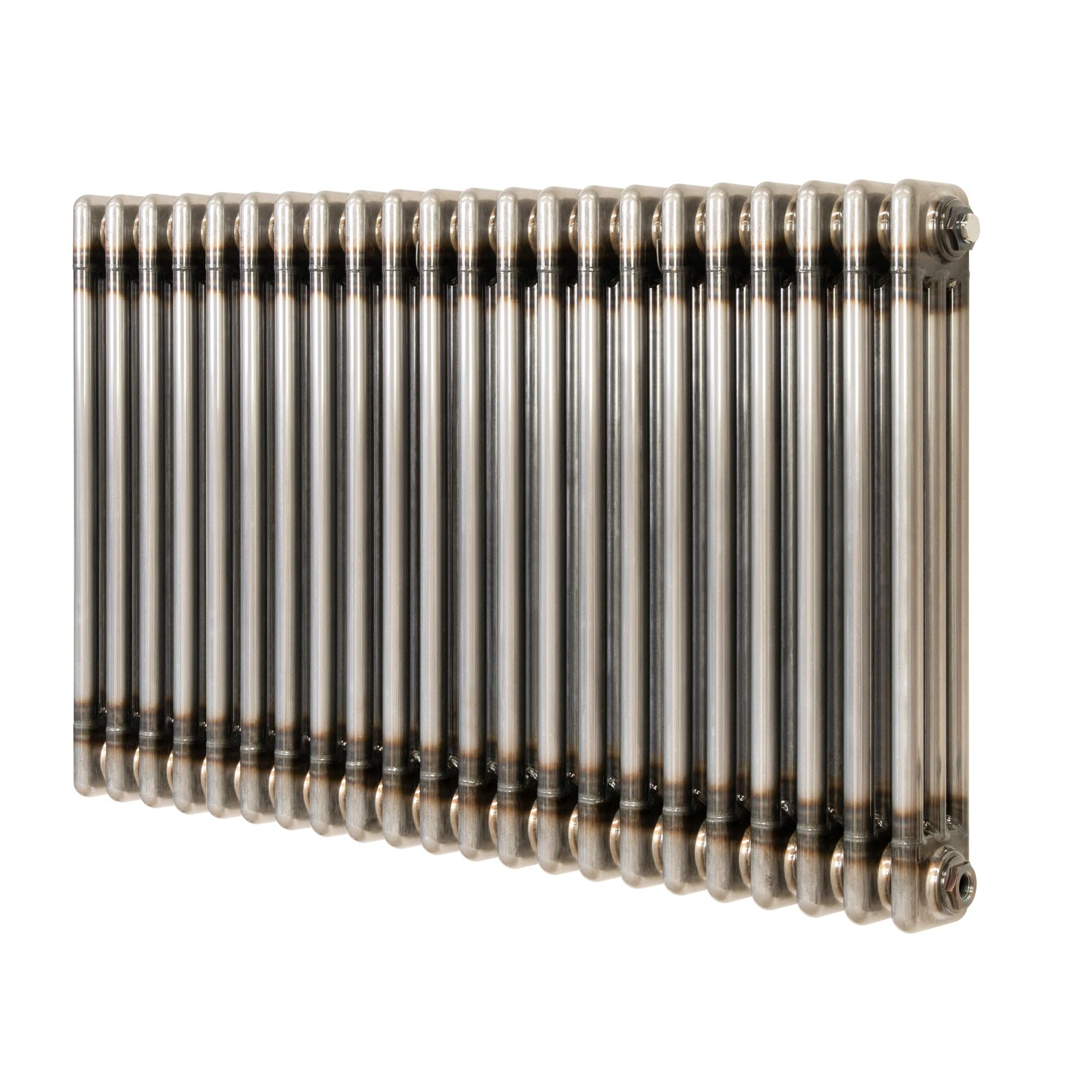 Monster Shop Raw Metal - 3 Column Radiator - 600Mm X 1010Mm Traditional 3 Column Radiator 600Mm X 1010Mm Modern Central Heating Heater Raw Metal Carbon Steel Horizontal Wall Mounted Kitchen Living Room Bathroom Free Cleaning Brush Fixing Kit & Brackets