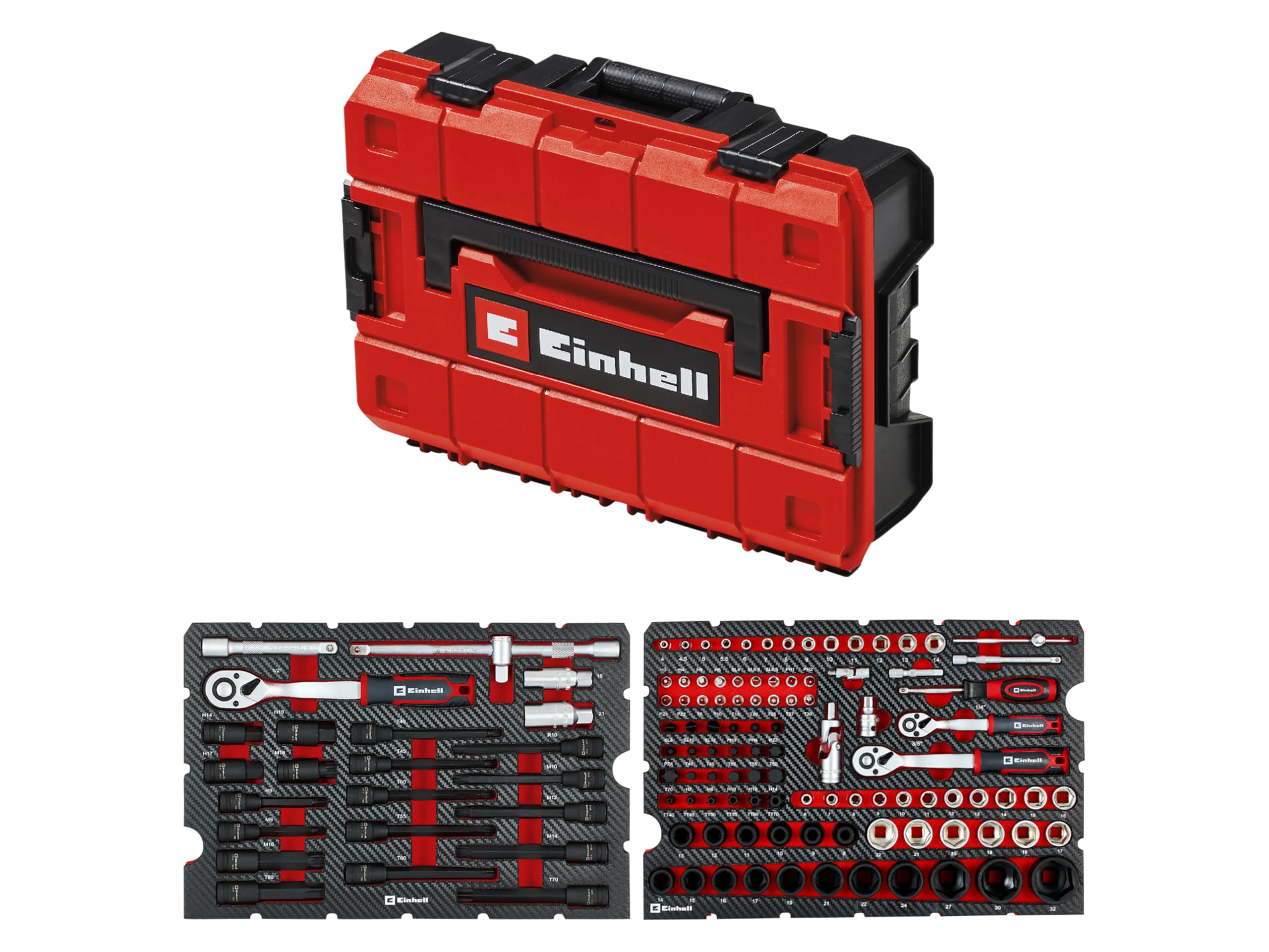 Einhell - Caja de herramientas para automóviles (Car Pro, llaves de impacto, puntas especiales, herramientas de bujía, trinquetes, caja de almacenamiento)