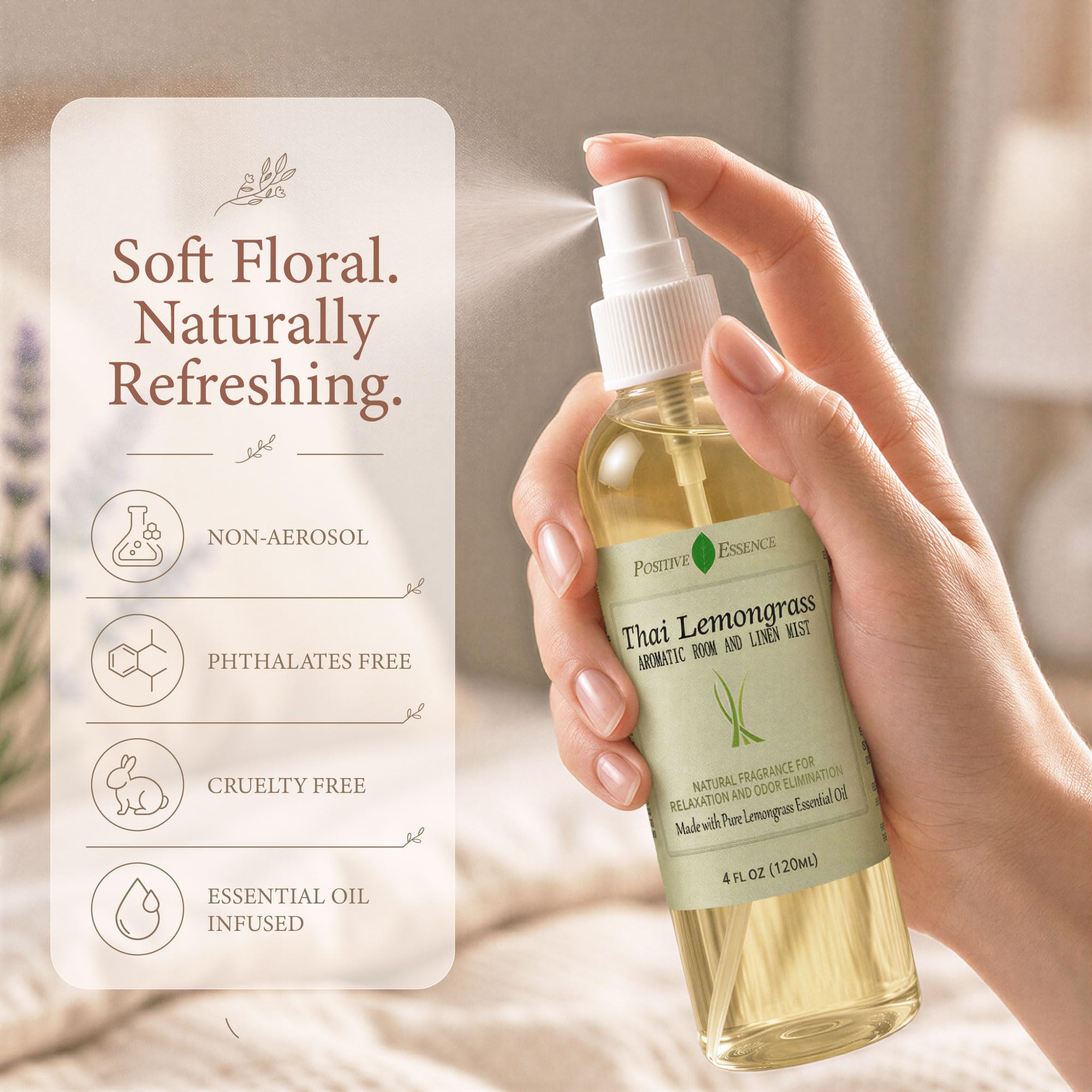 Lemongrass Room Spray & Linen Spray, Home Fragrance, 4.06 fl oz view 3