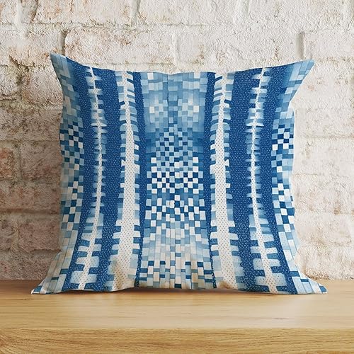 Zyadsinoudor Asian Style Pillow Cover Antelope Aqua Animal Square Cushion Cover Chinoiserie 24x24in Decorative Pillow Home Cotton Linen Elegant