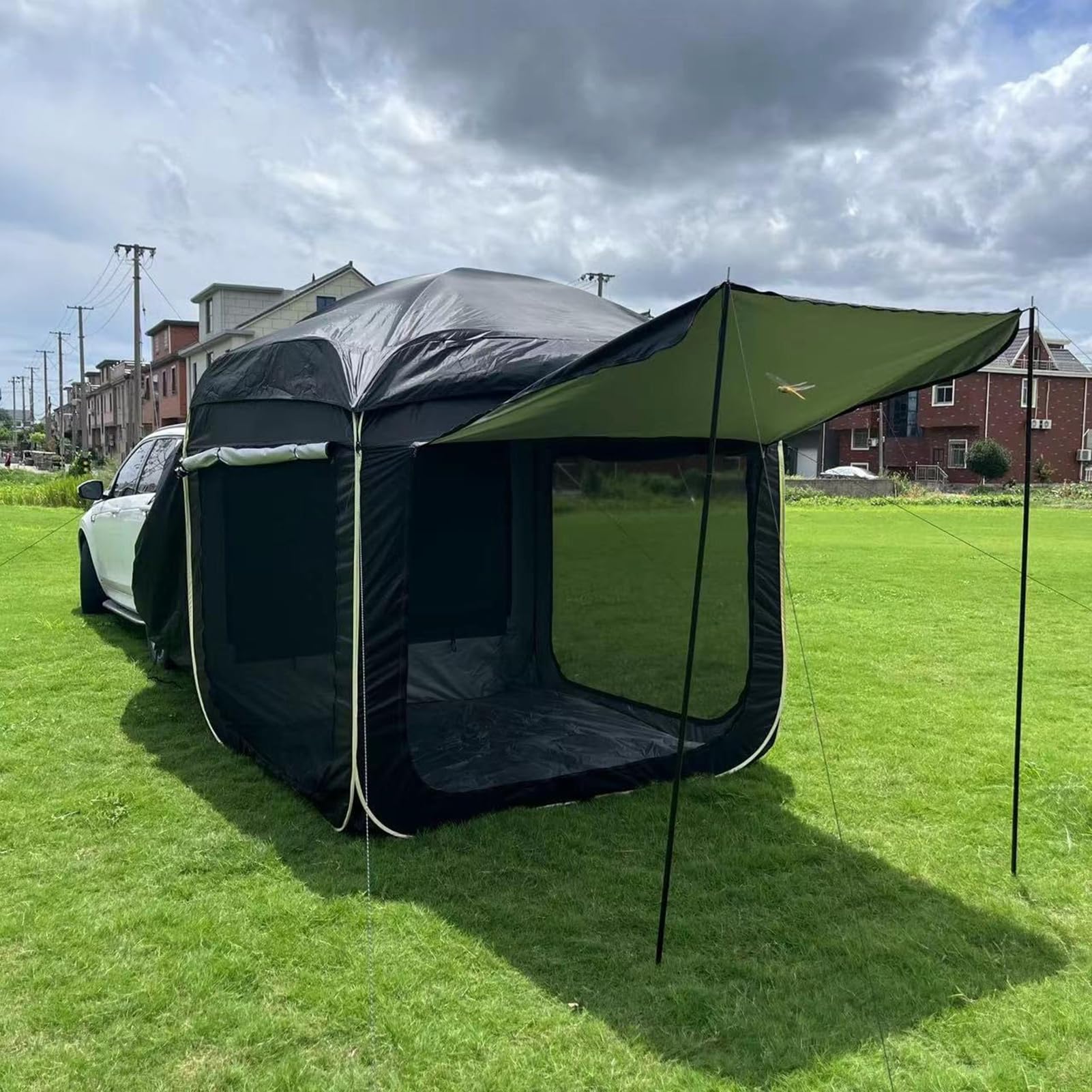 Heckzelt Caddy Freistehend, UV-Schutz, Ideal Für Camping Und Reisen, Aufblasbarer Autozelt Heckklappe 4-6 Personen, Universell Für Auto, LKW, SUV, Kofferraumzelt Heckklappenzelt