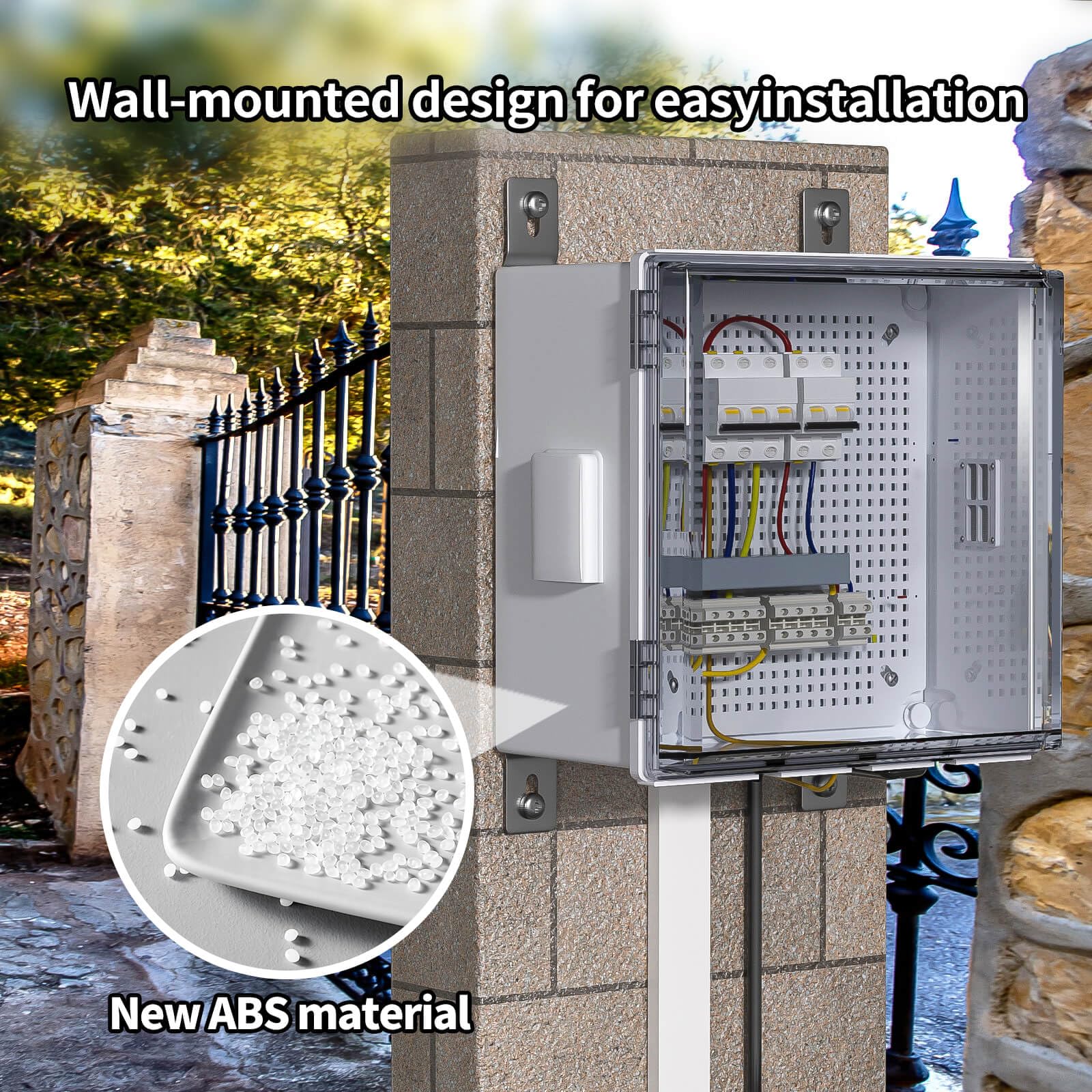 Animacyn Waterproof Electrical Junction Box - Outdoor/Indoor, Gray, 11.8" H X 7.9" W X 5.1" D, Hinged Cover With Lock - View #7