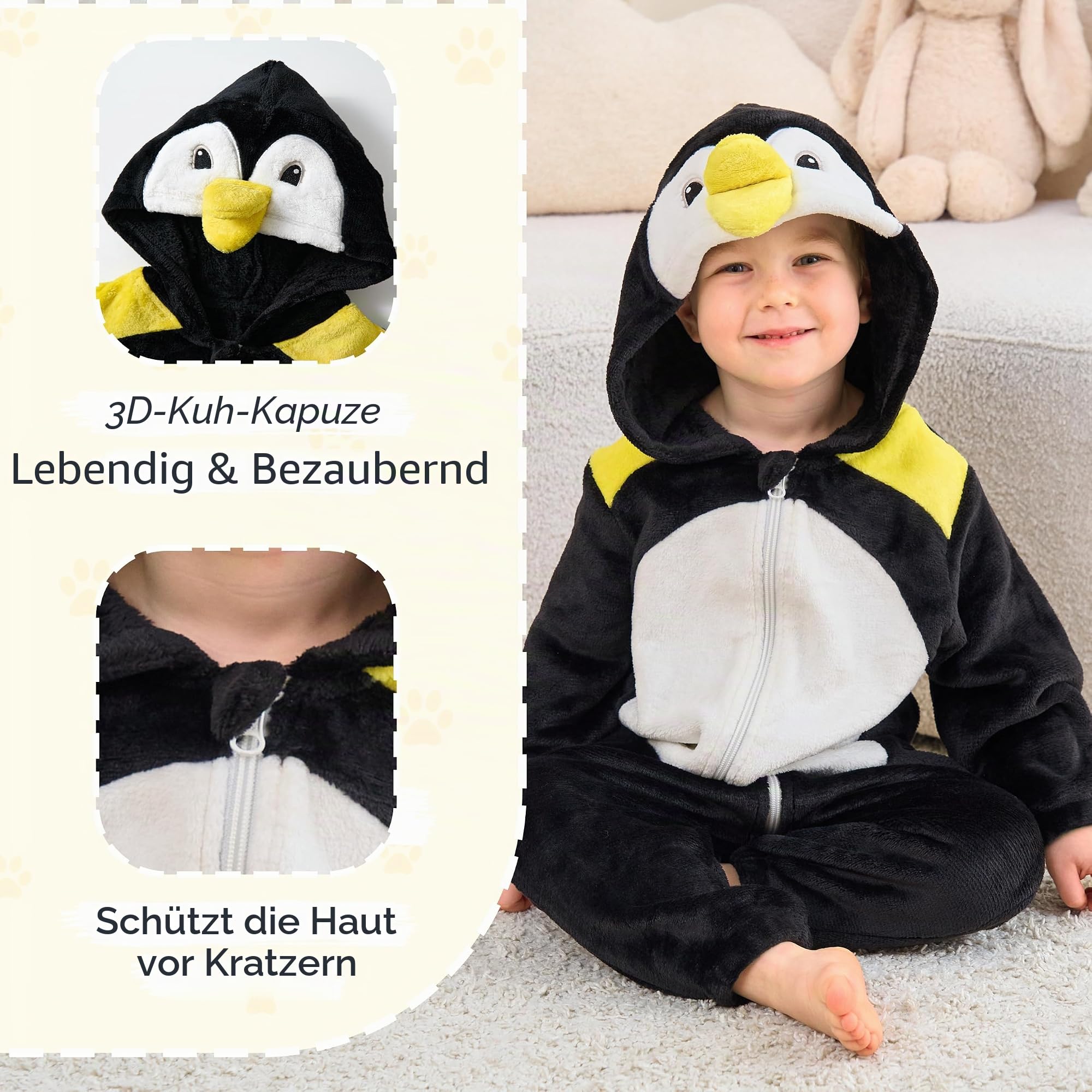 LOLANTA Unisex Baby Tier Kostüm, Kleinkind mit Kapuze Tier Kostüm, Flanell Union Anzug