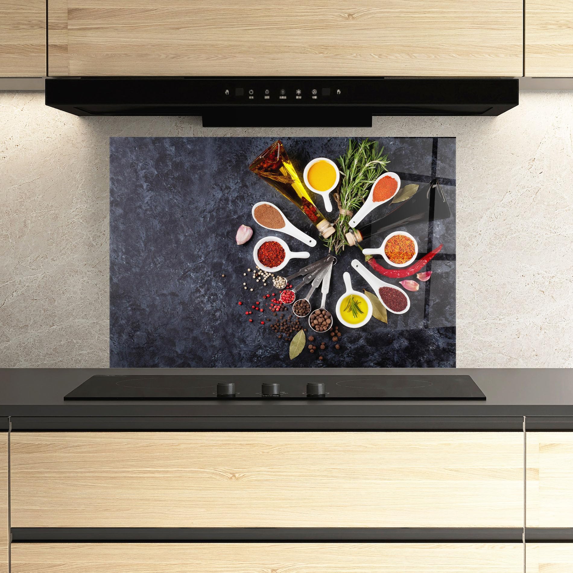 ARTHUB Crédence Cuisine Verre 60x80 Cm Colorful Herbs Spices - Protection Éclaboussures Verre Trempé