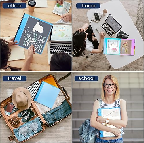 Miniatura 7 de INFUN Carpeta organizadora de proyectos telescópica de 3 anillos de 1 pulgada, 13 bolsillos, cubierta frontal personalizable, divisor de bolsillo de