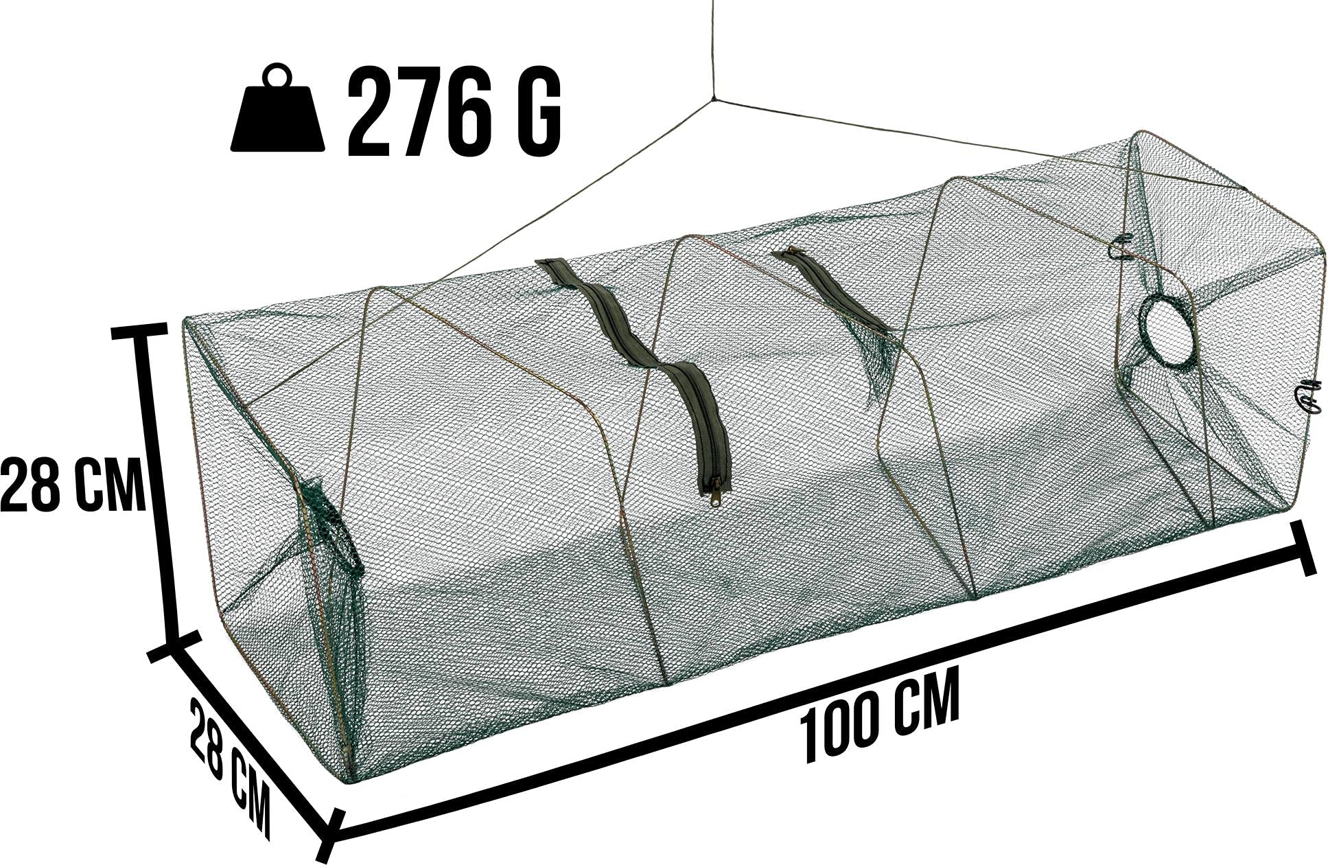 normani Köder Fisch Reuse Aalreuse mit Futterbeutel 55 cm bis 120 cm Fischfangnetz Krebsreuse Faltbare Angelnetzfalle
