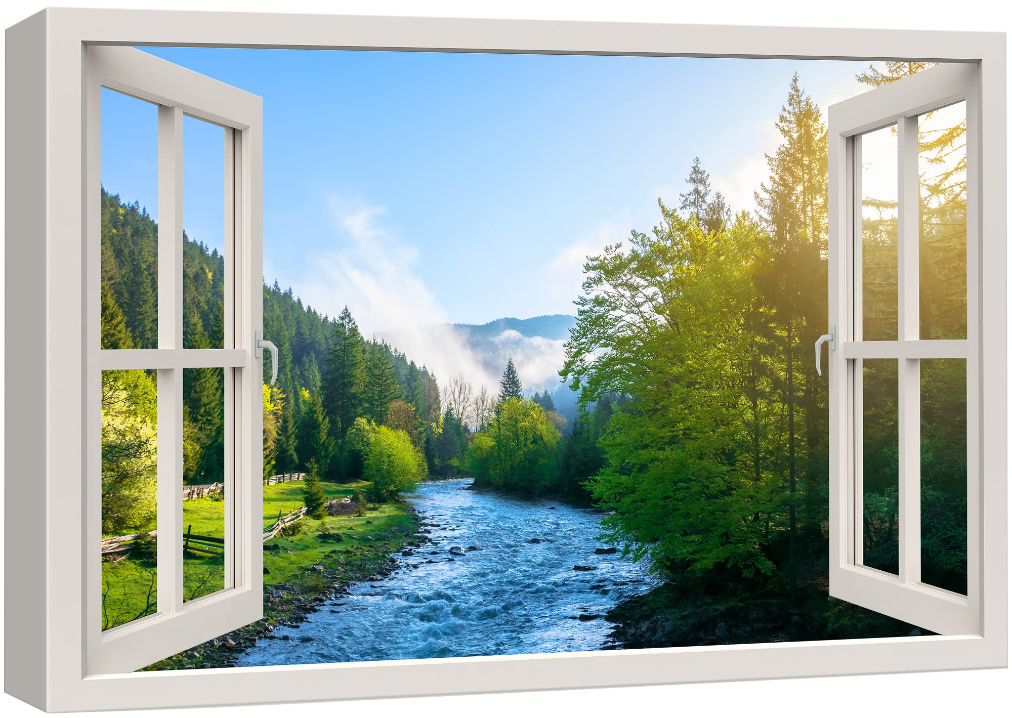 Amazon.com: wall26 Canvas Print Wall Art Window View River Rapids