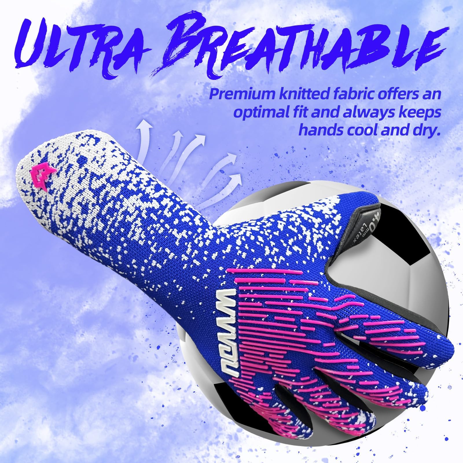 WVVOU Gants de Gardien de But, Gants de Gardien de But Hommes, Gants de Gardien de But Enfants Adolescents, Gants de Football, 4+3mm Latex Super Grip pour Les Plus durs