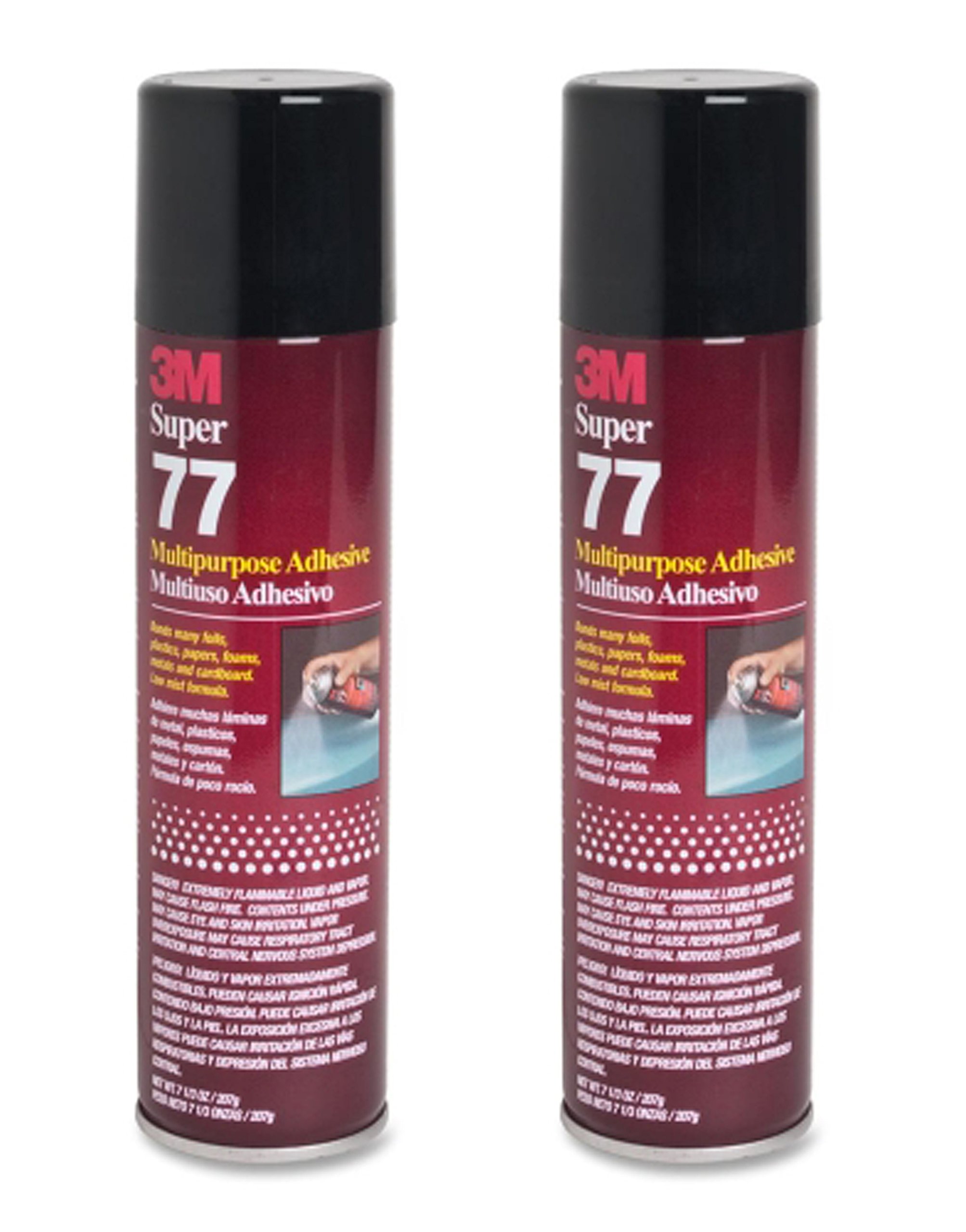 QTY2 3M SUPER 77 Spray Glue 7.3 OZ Adhesive Compatible with FOIL Plastic Paper Foam Metal