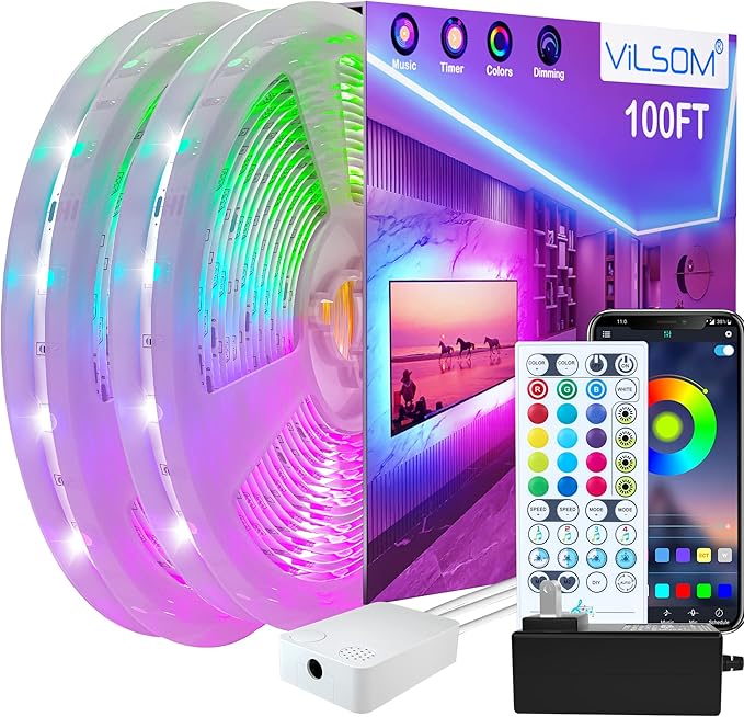 ViLSOM 100ft LED Strip Lights, Ultra Long Music Sync Timing LED Lights