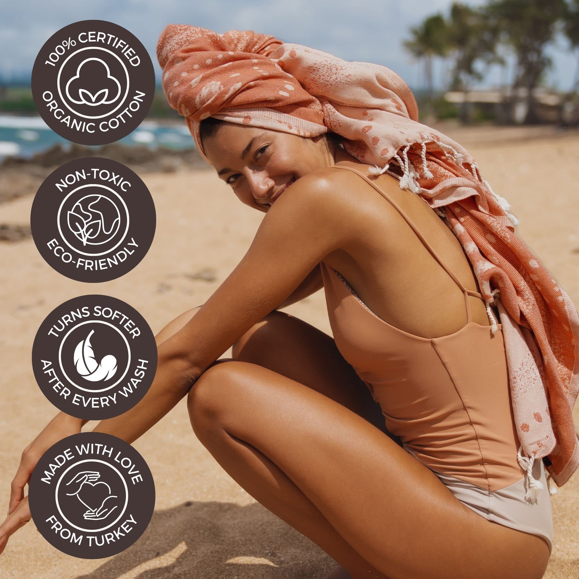 FESHKA Sand Proof Turkish Beach Towel - Oversized, Quick Dry - View #9