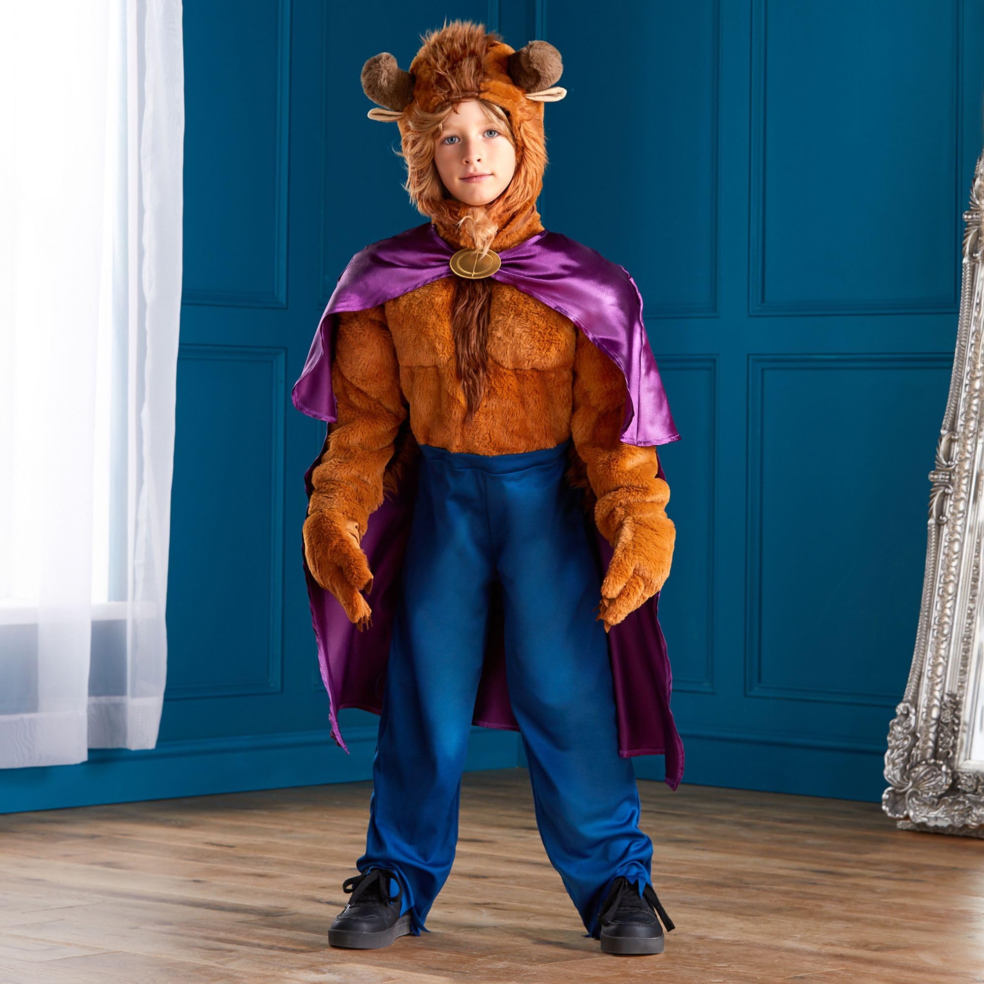 Disney Store Official Beast Costume for Kids Beauty & the Beast, 4 Piece Outfit with Bodysuit, Cape, Gloves and Headpiece, Age 4 - Image 2