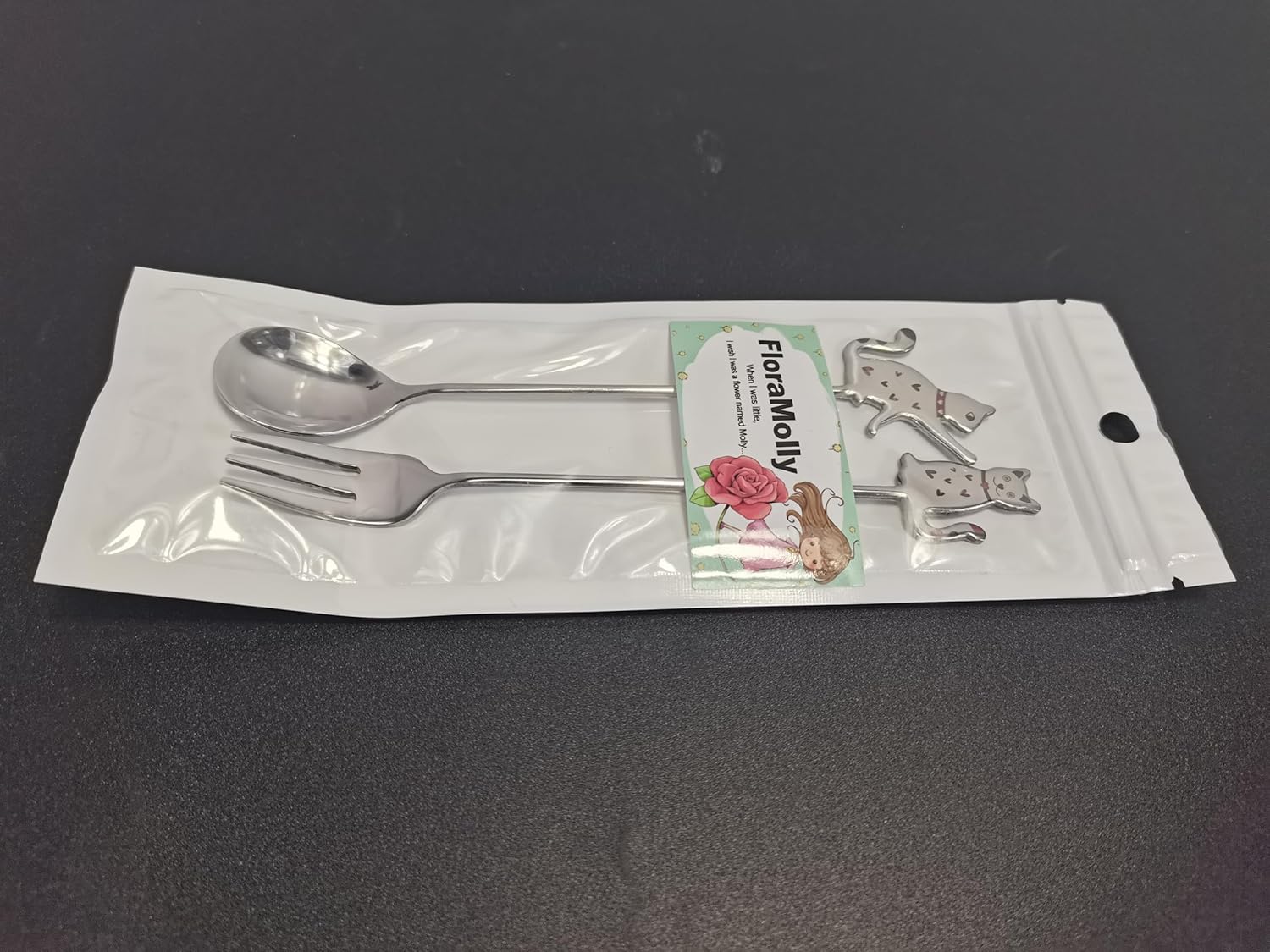 Pet Food Scoop and Fork Set, 2 pcs Small Cute Cat Stainless Steel Forks and Spoon Easy Clean Cat Treat Spoon Set for Can Wet Food 12 81IJOXAmq L. AC SL1500