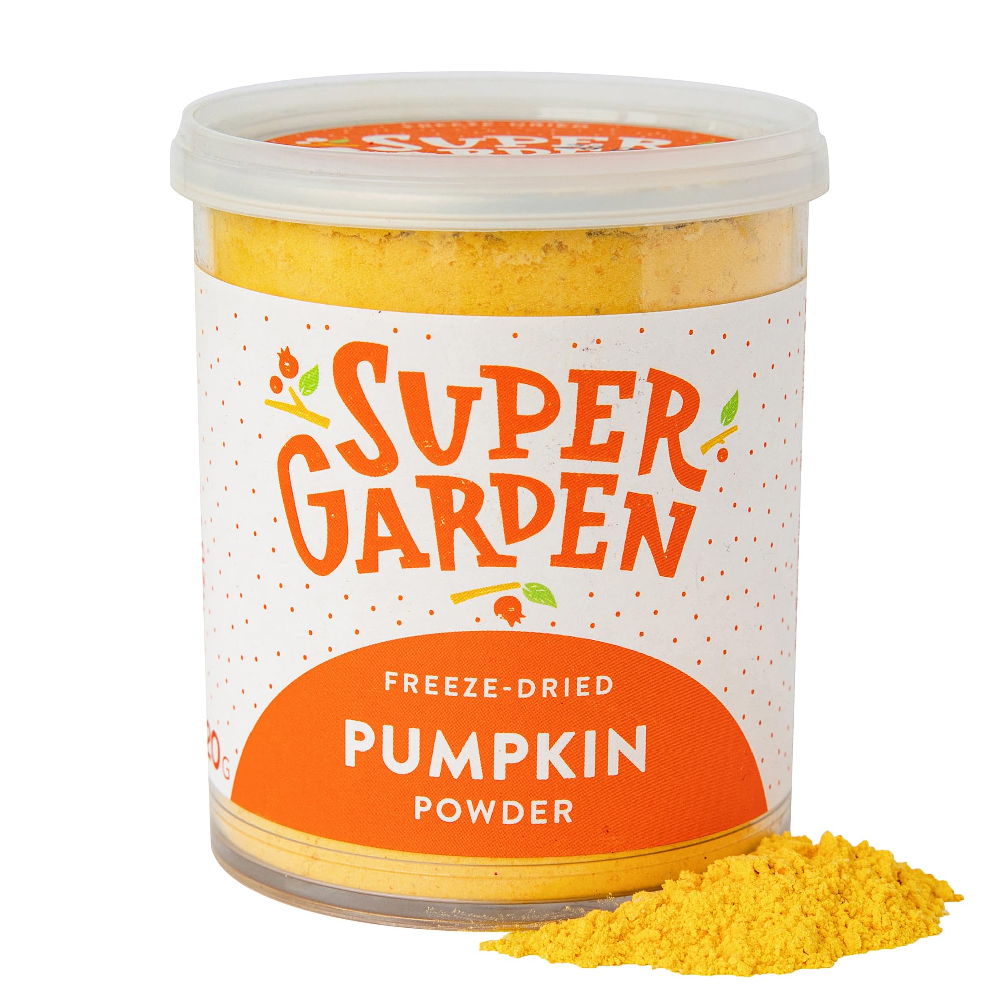 Super Garden Freeze Dried Pumpkin Powder - Natural Vegetable Supplement for Smoothies, Soups & Pet Food - Rich in Vitamins & Antioxidants, No Added Sugar or Gluten - Long-Lasting Storage Tin - 120g